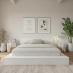 Nexera King Platform Bed with Headboard (78") - White wood grain Sale