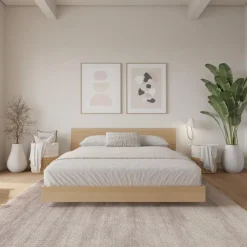 Nexera King Platform Bed with Headboard (78") - Natural blonde oak Sale