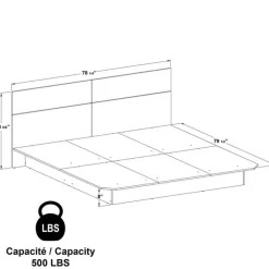 SUA-V King Platform Bed with Headboard (78") Taupe New