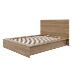 Nexera King Platform Bed with Headboard (78") - Brown Oak Clearance