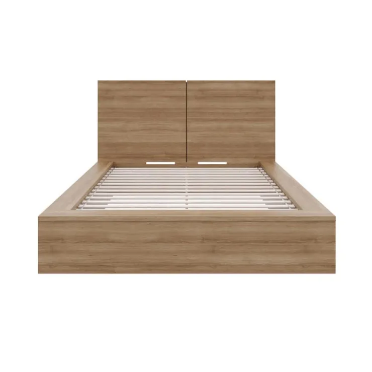 Nexera King Platform Bed with Headboard (78") - Brown Oak Clearance