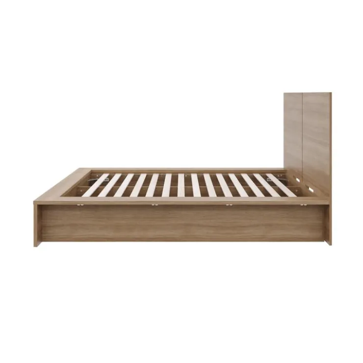 Nexera King Platform Bed with Headboard (78") - Brown Oak Clearance