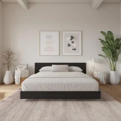 Nexera King Platform Bed with Headboard (78") - Black karisma Sale