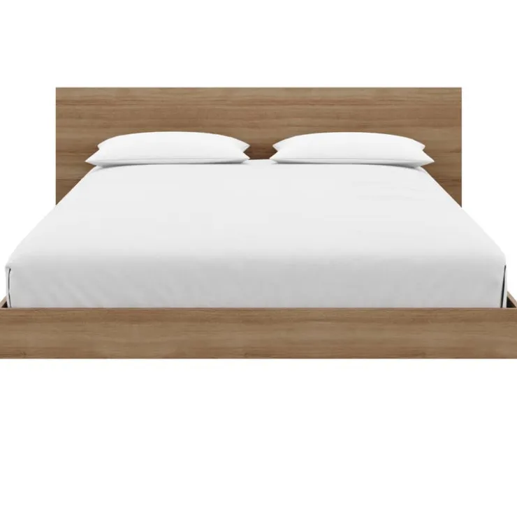 Nexera King Platform Bed with Headboard (78") - Brown oak Hot