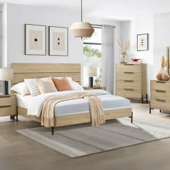King-Size Bed with Headboard - 78" Natural New