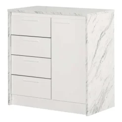 Meubles South Shore Kitchen Island - South Shore Faux White Marble and White Outlet