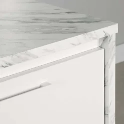 Meubles South Shore Kitchen Island - South Shore Faux White Marble and White Outlet