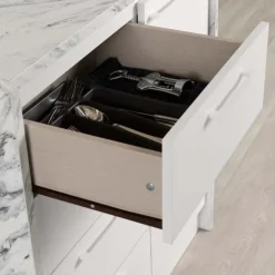 Meubles South Shore Kitchen Island - South Shore Faux White Marble and White Outlet