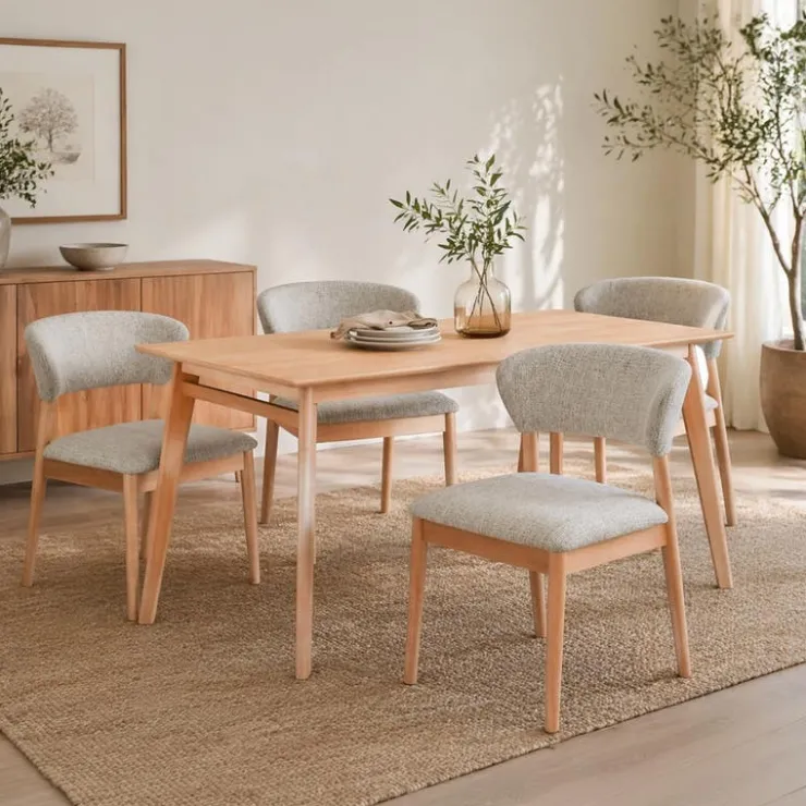 Kitchen Rubberwood Upholstered Chairs - Set of 2 Grey Best