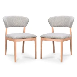 Kitchen Rubberwood Upholstered Chairs - Set of 2 Grey Best