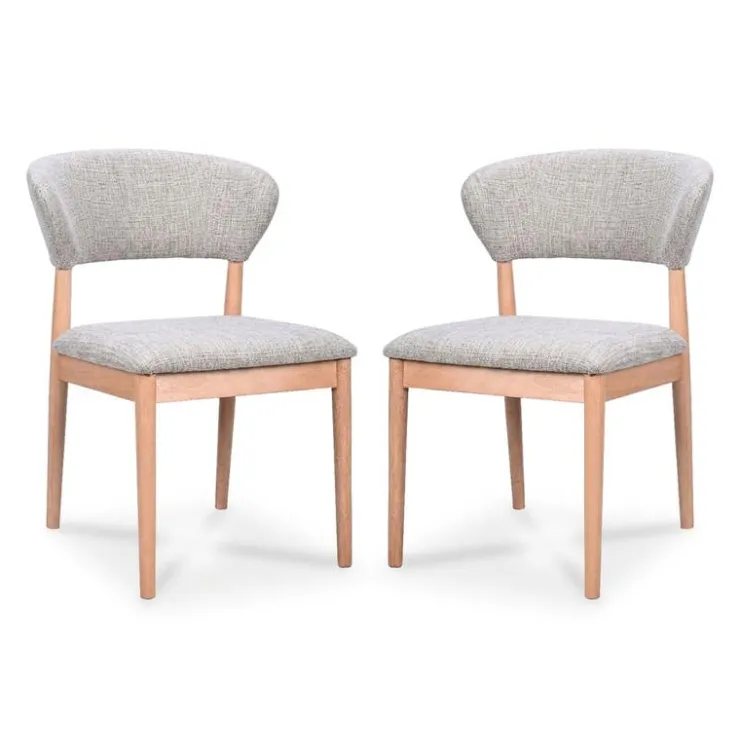 Kitchen Rubberwood Upholstered Chairs - Set of 2 Grey Best