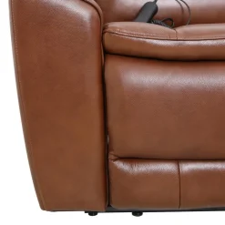 Leather Power Sectional with Massage, Heat, Audio Console & Right-Facing Chaise - 6 pcs Caramel Brown Hot