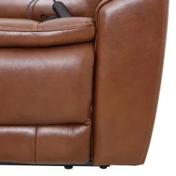 Leather Power Sectional with Massage, Heat, Audio Console & Left-Facing Chaise - 6 pcs Caramel Brown New