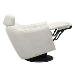 Leather Power Swivel Recliner with Built-In Audio System - Beige New