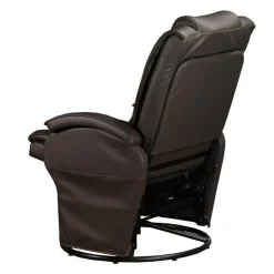 Leather Reclining Ball-Bearing Swivel Glider with Ottoman - Brown Dark Brown New
