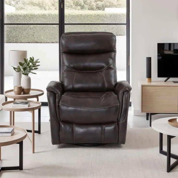 Leather Swivel Recliner Chocolate
