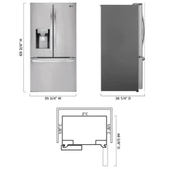 LG 28 Cu ft 36 In Refrigerator Bottom Freezer, French door - LHFS28XBS Stainless Steel Outlet