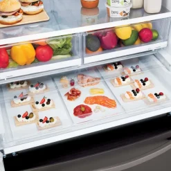 LG 28 Cu ft 36 In Refrigerator Bottom Freezer, French door - LRFS28XBD Black Stainless Outlet