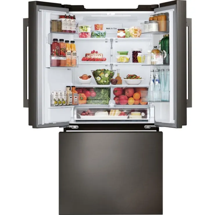 LG 25 Cu Ft 33 In Refrigerator Bottom Freezer, French door - LF25H6330D Black Stainless Clearance