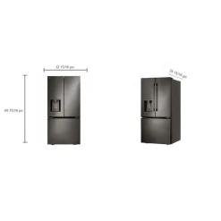 LG 25 Cu Ft 33 In Refrigerator Bottom Freezer, French door - LF25H6330D Black Stainless Clearance