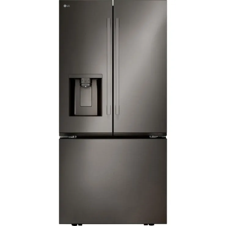 LG 25 Cu Ft 33 In Refrigerator Bottom Freezer, French door - LF25H6330D Black Stainless Clearance