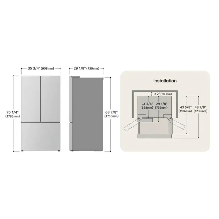 LG 26 Cu Ft 36 In Refrigerator Bottom Freezer, French door - LRYXC2606D Black Stainless Best