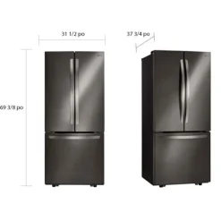 LG 21.8 Ft cu 30 in Refrigerator Bottom Freezer, French door - LRFNS2200D Black Stainless Steel Hot