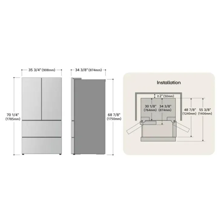 LG 36 in 25 cu ft Refrigerator Bottom Freezer, French door - LF29S8365S Stainless Steel Sale