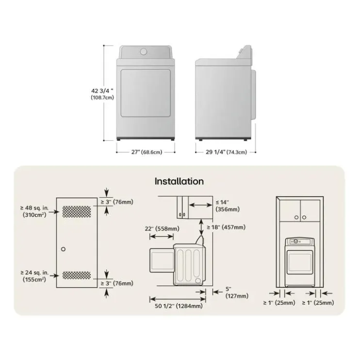 LG Dryer Front-Load 27" - DLE8400WE White New