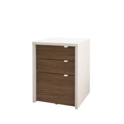 Nexera Liber-T Filing Cabinet, 3-Drawer, White And Walnut - White and Brown Outlet