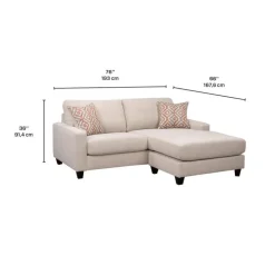 Sofa By Fancy Loveseat with Reversible Chaise Beige Sale