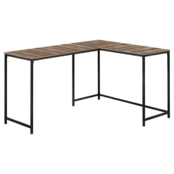 Monarch L-shaped computer desk - corner / metal base / large desk - 58"l x 44"w - bro - Brown Clearance