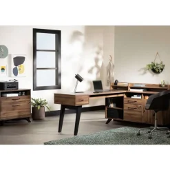 Meubles South Shore L-Shaped Desk With Power Bar - South Shore Brown Hot