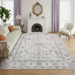 Machine Washable Indoor Rug - 5 x 7 Beige/Grey/Gold Best