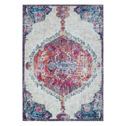 Machine Washable Indoor Rug - 5 x 7 Beige/Blue/Orange/Pink New