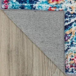 Machine Washable Indoor Rug - 5 x 7 Beige/Blue/Orange/Pink New