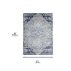 Machine Washable Indoor Rug - 5 x 7 Beige/Blue Outlet