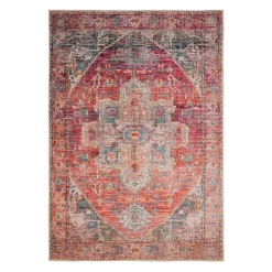 Machine Washable Indoor Rug - 5 x 7 Beige/Orange/Blue New