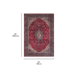 Machine Washable Indoor Rug - 5 x 7 Red/Blue/Beige New