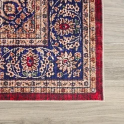 Machine Washable Indoor Rug - 5 x 7 Red/Blue/Beige New