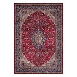 Machine Washable Indoor Rug - 5 x 7 Red/Blue/Beige New