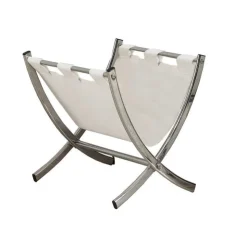 Monarch Magazine rack - leather-look / chrome metal - White Hot