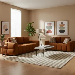 Sofa By Fancy Marshmallow-Style Loveseat - Rust Outlet