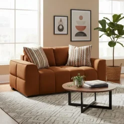 Sofa By Fancy Marshmallow-Style Loveseat - Rust Outlet
