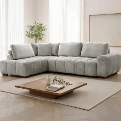 Marshmallow-Style Sectional with Left-Side Chaise - Grey Outlet