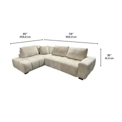 Marshmallow-Style Sectional with Left-Side Chaise - Cream Outlet