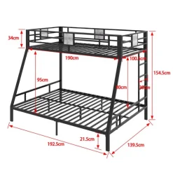 Metal Bunk Bed 39"/54" Black and grey wood decoration Sale