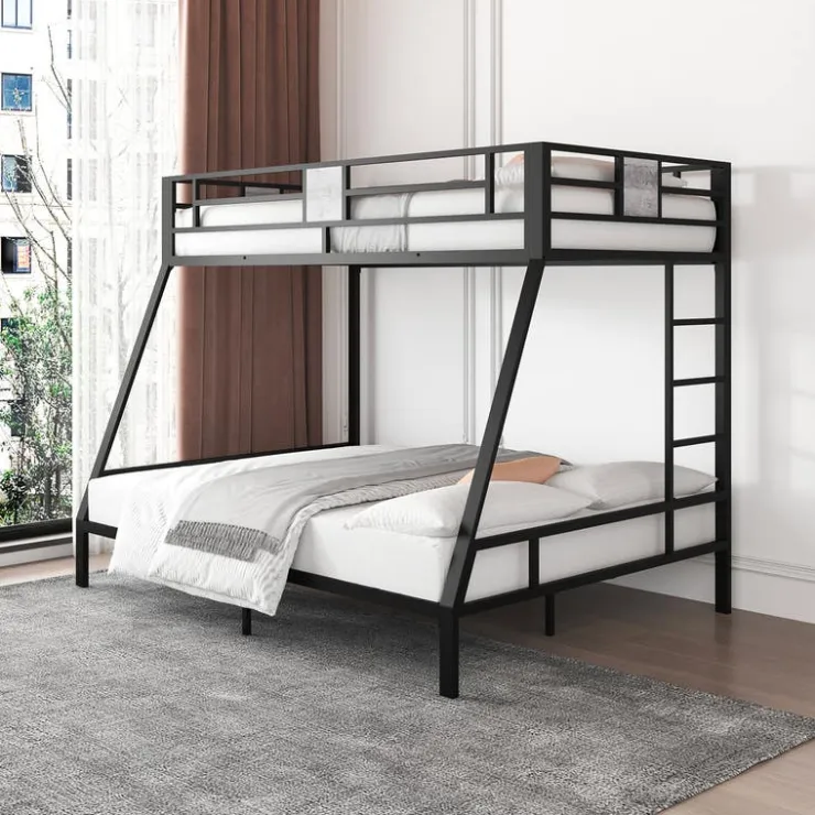Metal Bunk Bed 39"/54" Black and grey wood decoration Sale
