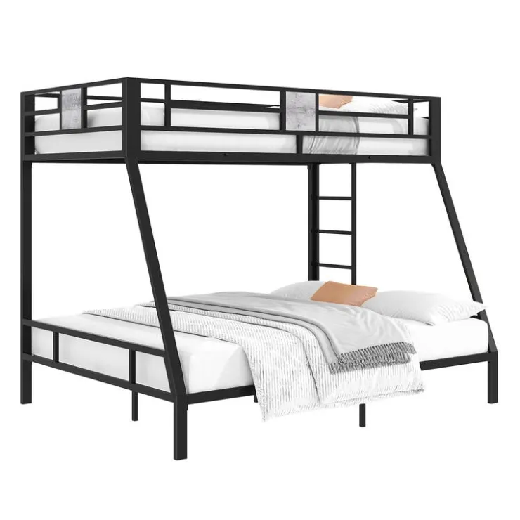 Metal Bunk Bed 39"/54" Black and grey wood decoration Sale