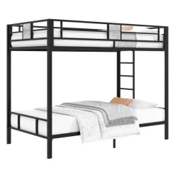 Metal Bunk Bed 39"/39" Black and grey wood decoration Clearance